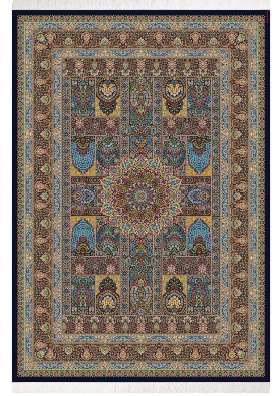 Vibrant Jewel-Tone Traditional Rug – Teal, Rose, & Brown Floral Accent Carpet