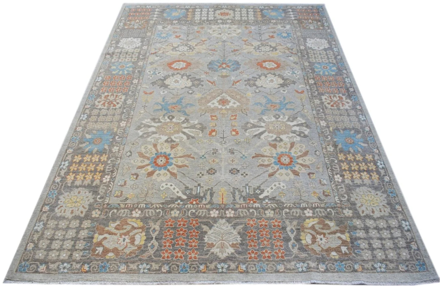 Gray Transitional Area Rug | Modern Traditional Oushak Design Carpet