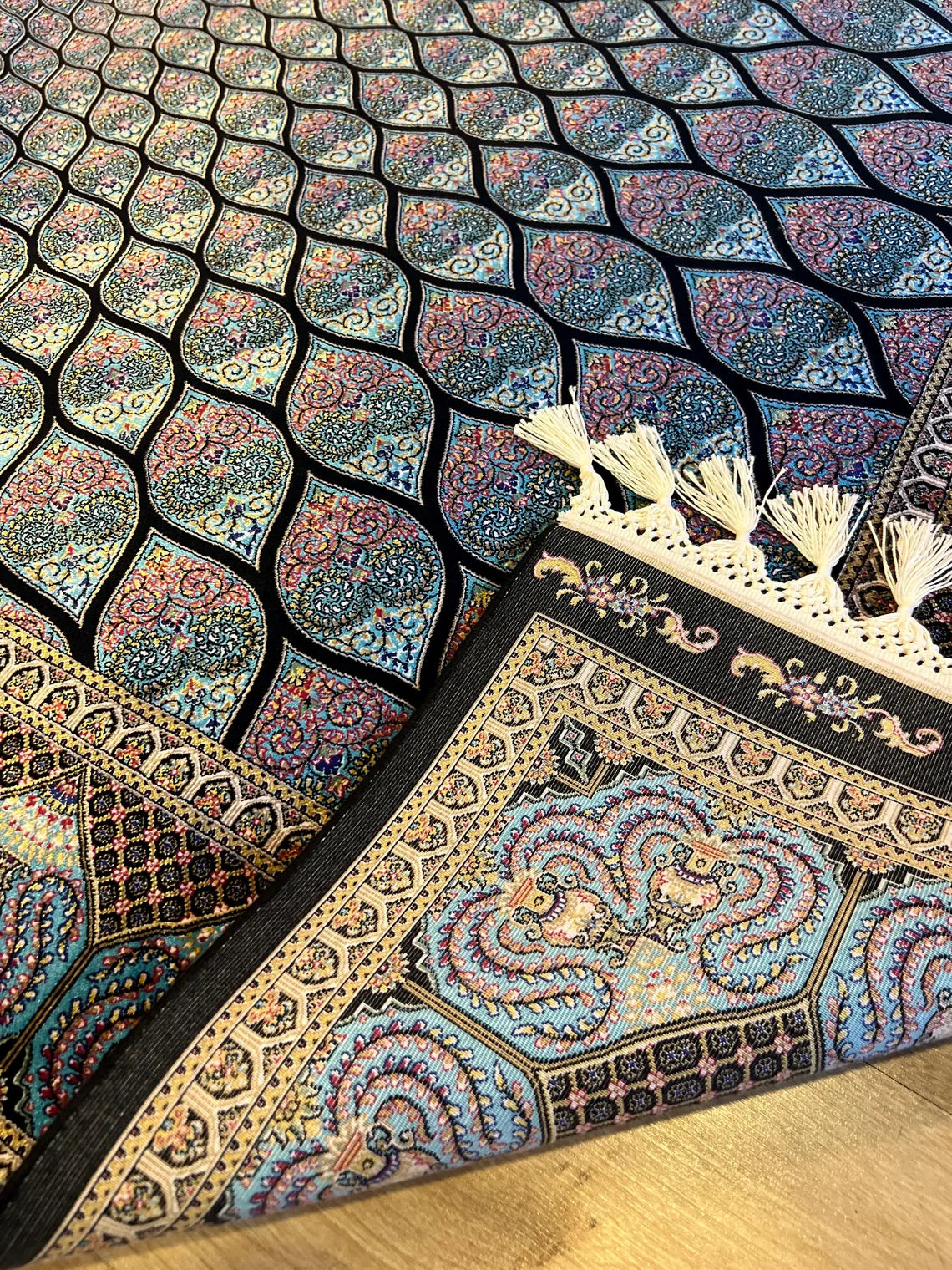 Blue Black Silk Carpet, Home Decor, Luxury Silk Rug, Palace Silk Rug, High Quality Rug, Turkish Rug, Persian Rug, Rug For Livingroom