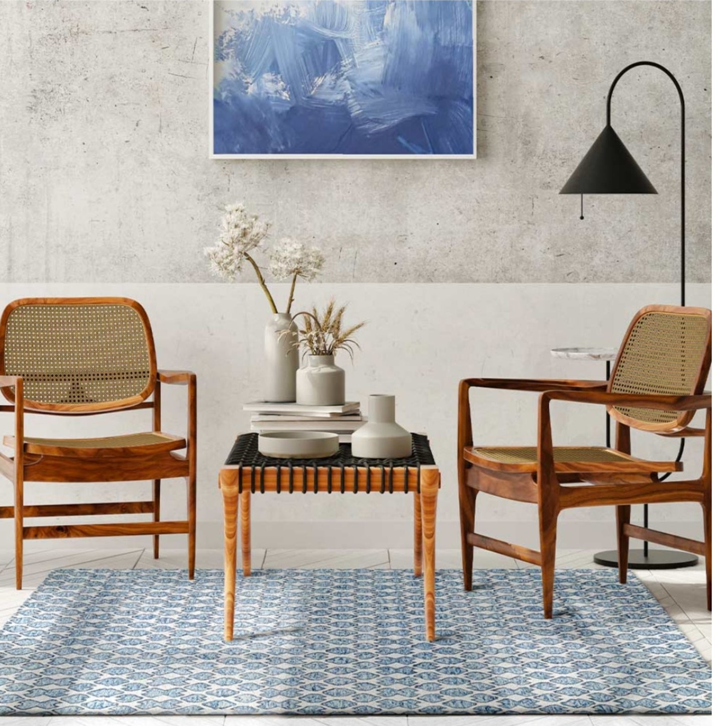 Modern design pattern tafted rug