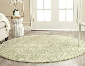 Soft Sage Green Oval Area Rug – Plush Texture and Unique Shape for Calming Decor