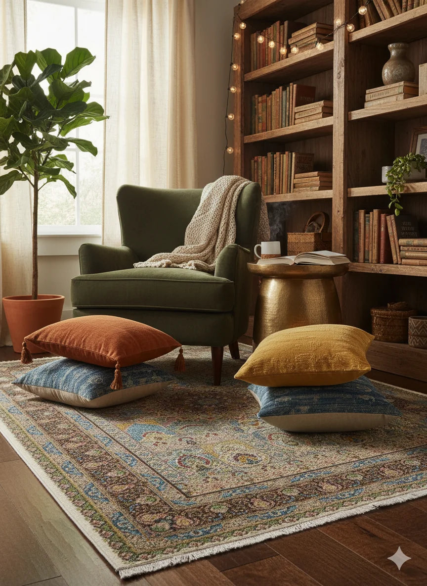 Timeless Persian Style Floral Medallion Area Rug | Traditional Wool-Blend Carpet