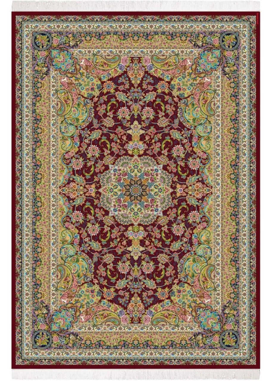 Opulent Maroon & Gold Traditional Area Rug | Persian-Inspired Floral Medallion