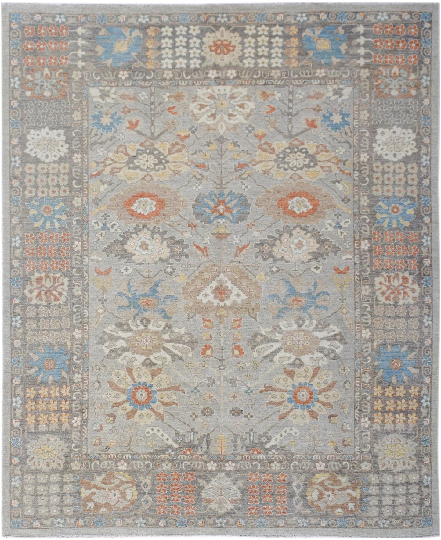 Gray Transitional Area Rug | Modern Traditional Oushak Design Carpet