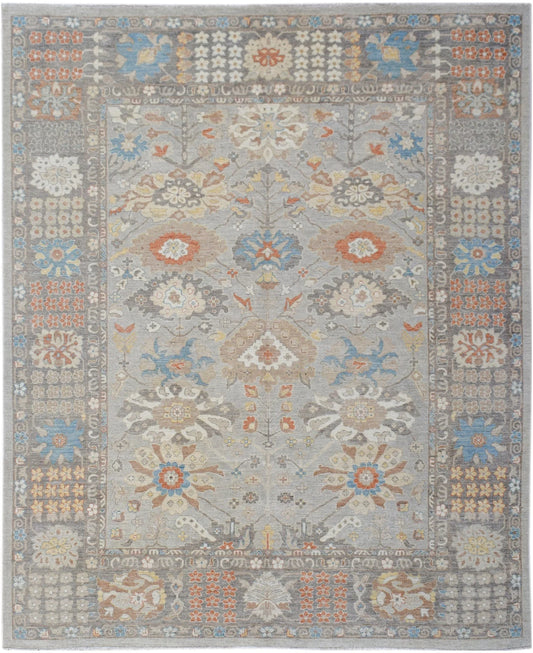 Gray Transitional Area Rug | Modern Traditional Oushak Design Carpet