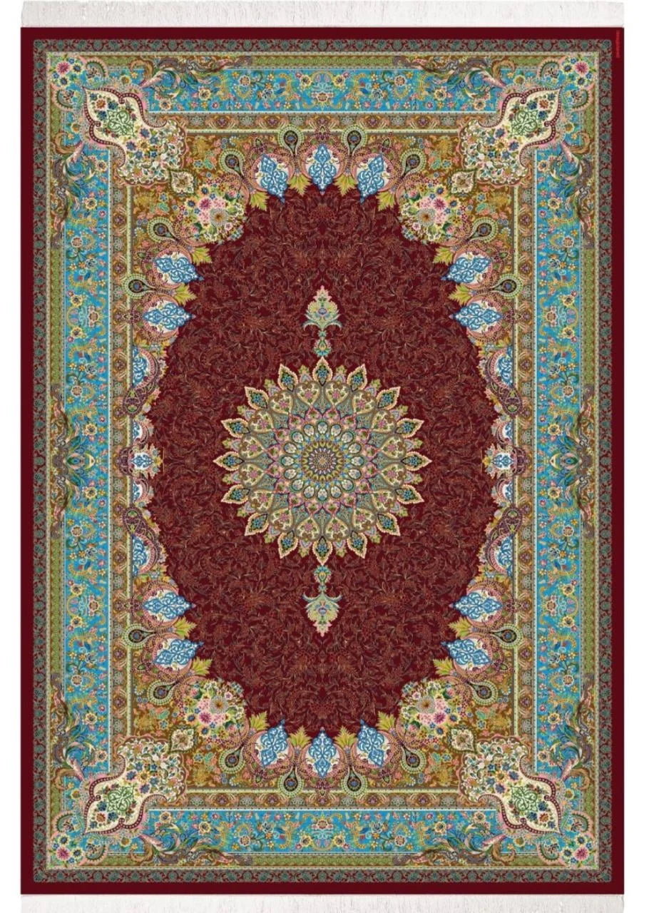 Majestic Kashan Ruby Red Traditional Area Rug – Intricate Floral Medallion Design