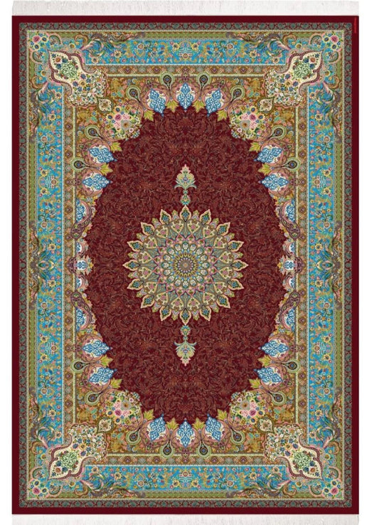 Majestic Kashan Ruby Red Traditional Area Rug – Intricate Floral Medallion Design