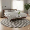 Modern Chevron Round Area Rug – Grey & Ivory Zigzag Pattern
