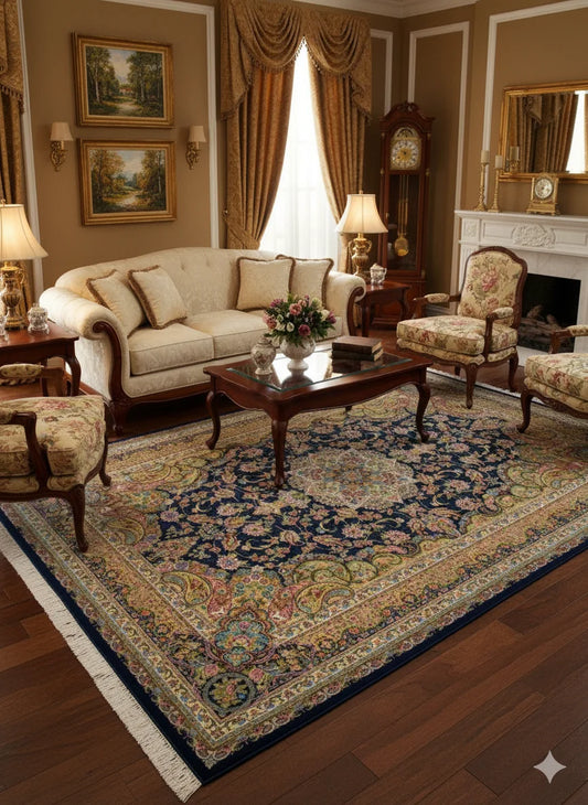 Ornate Hand-Knotted Look Area Rug | Intricate Floral and Paisley Pattern