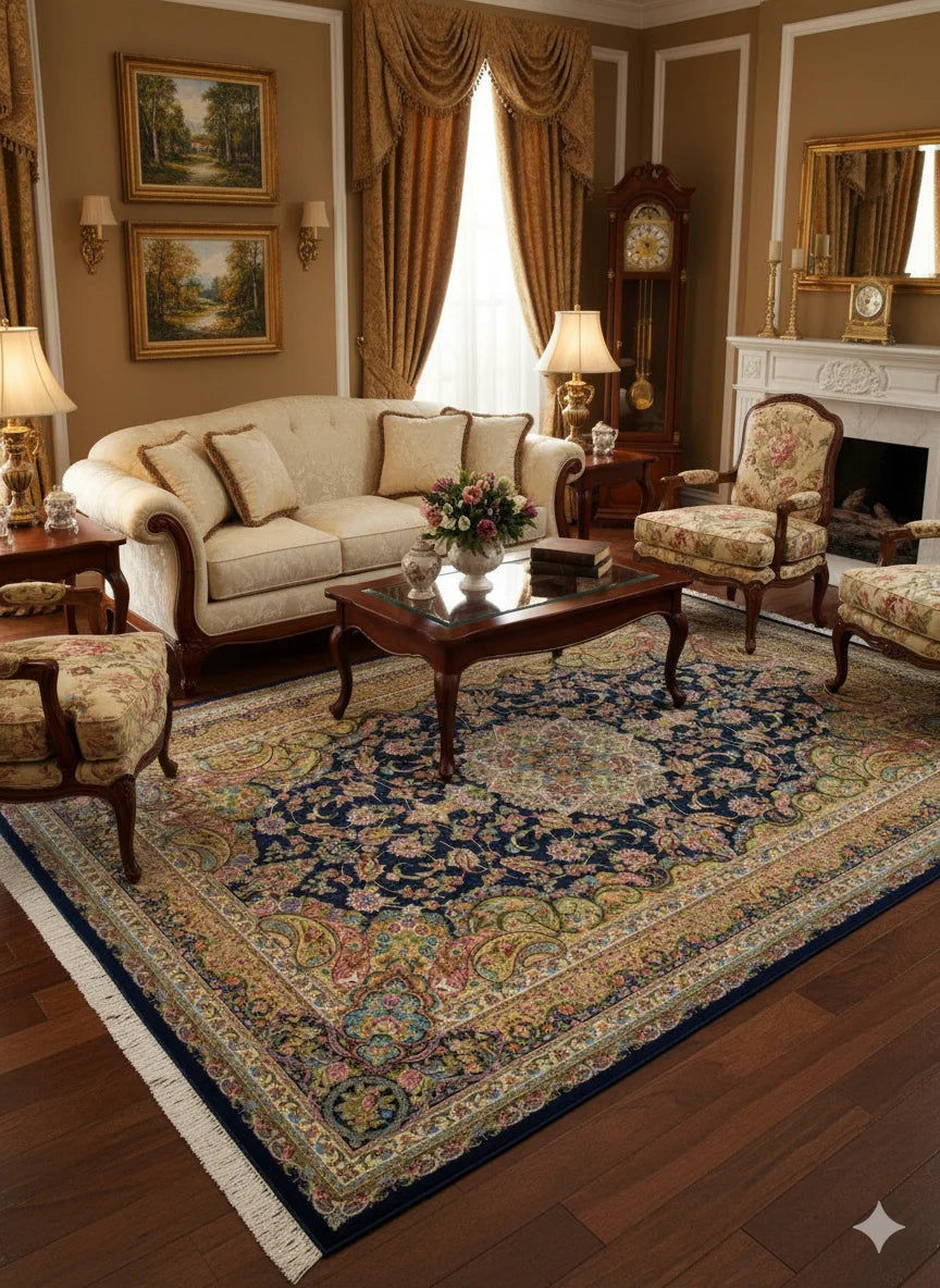 Ornate Hand-Knotted Look Area Rug | Intricate Floral and Paisley Pattern